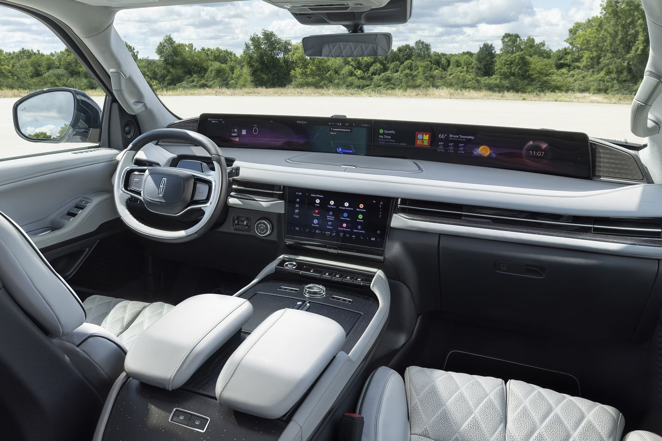 The interior of a Black Label Lincoln navigator with the Central Park theme
