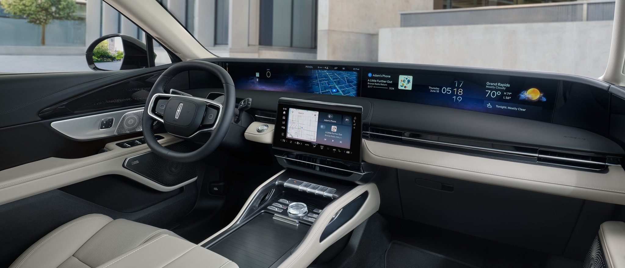 2027 Lincoln Nautilus interior, dashboard and steering wheel with wide display